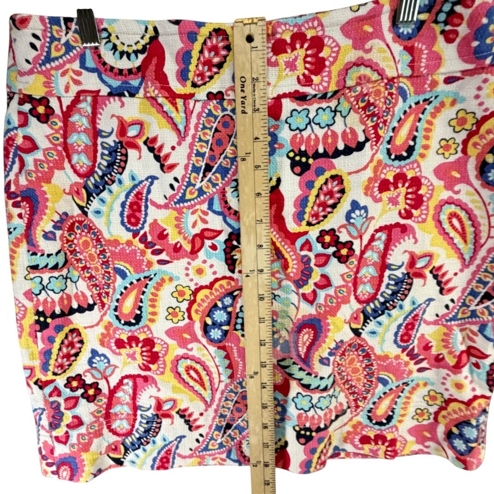 Talbots Pencil Skirt Women 12 Persian Pink Multicolor Floral Paisley Preppy Boho - Picture 8 of 13